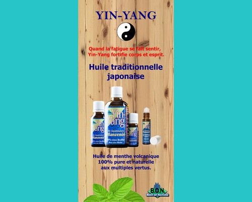 L´huile traditionnelle de menthe japonaise est un remède éprouvé qui stimule le corps et l´esprit tel une fraîche brise marine. On attribue les qualités de cette huile de menthe volcanique sauvage Yin-Yang à \\ l´ordre supérieur \\ c´est-à-dire au Yang et au ciel. Ses propriétés aident le corps à se détendre et l´esprit à se libérer. D´autres informations sur les produits B.O.N. Best Of Nature sur www.institut-doremi.ch